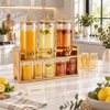 Gold Triple Beverage Dispenser Set with 12 Glasses