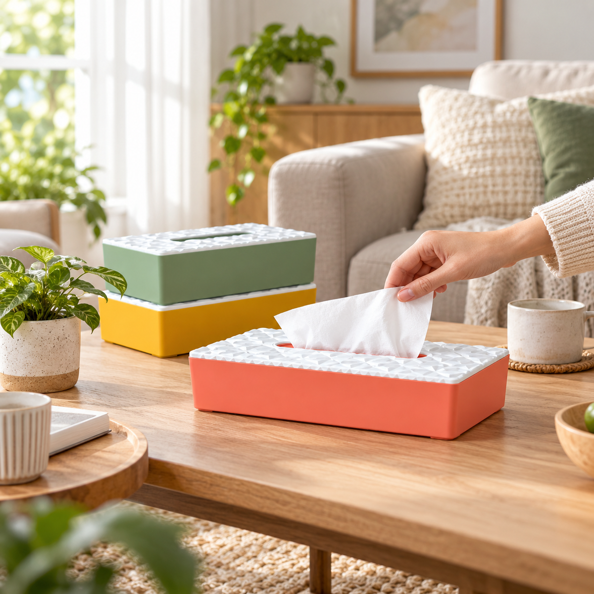 Diamond Top Plastic Tissue Box