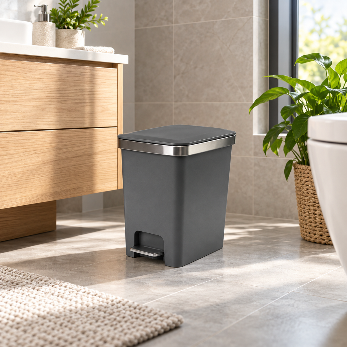 10L Pedal Bin with Steel Border