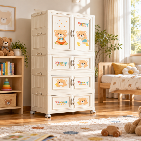 Bear Baby Cupboard – 1 Large & 3 Small Doors