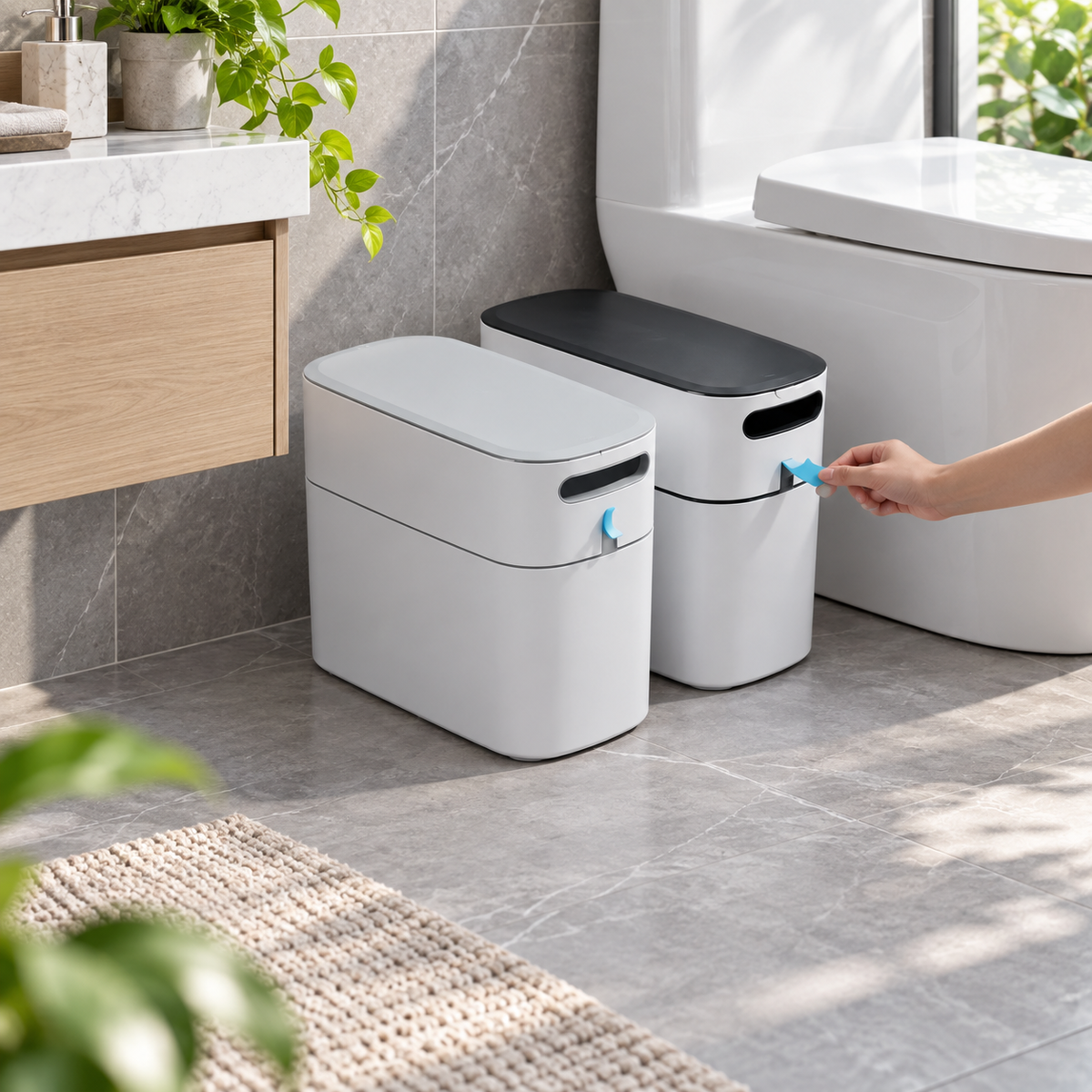 ECOCO Narrow Dustbin 12L – Grey