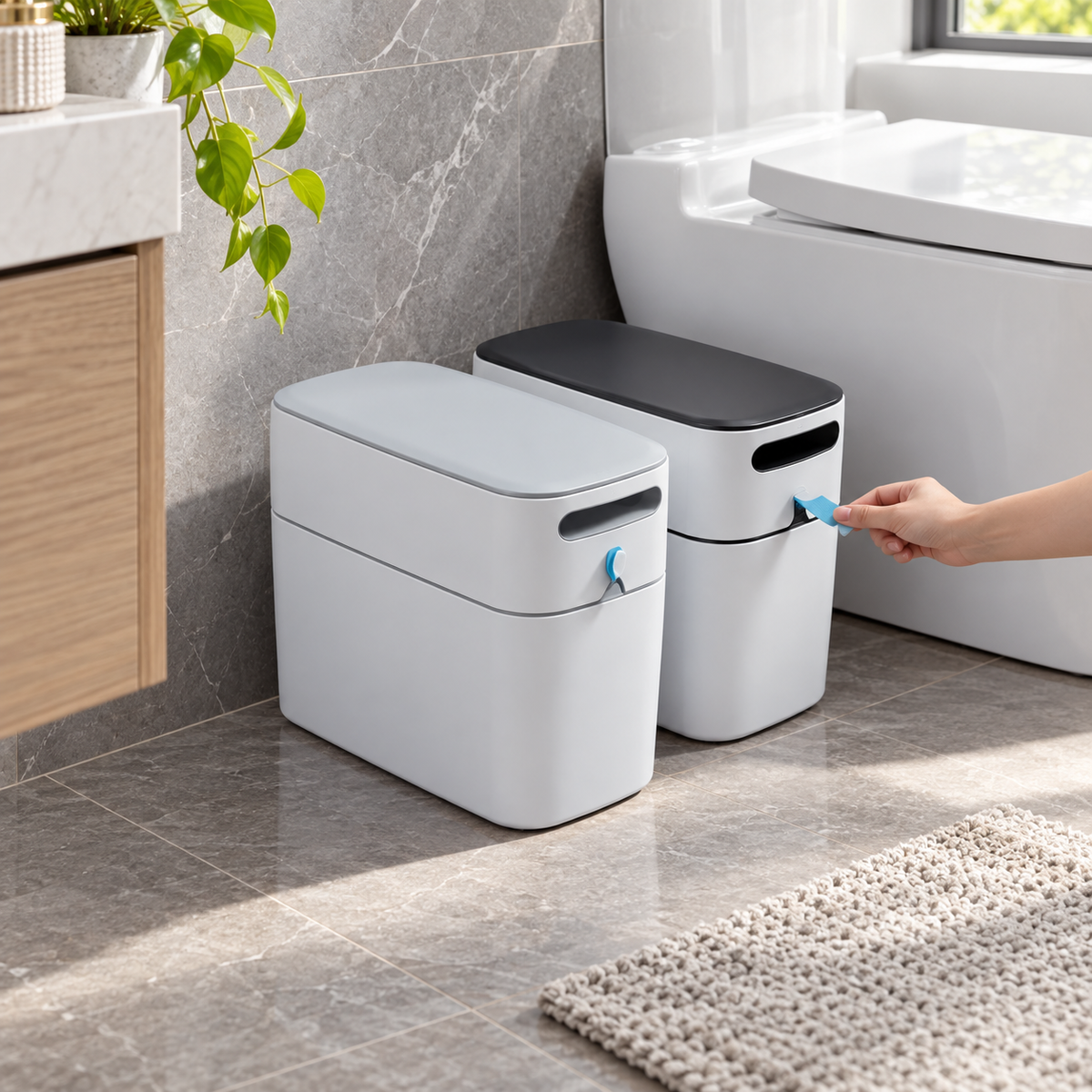 ECOCO Narrow Dustbin 8L – Grey