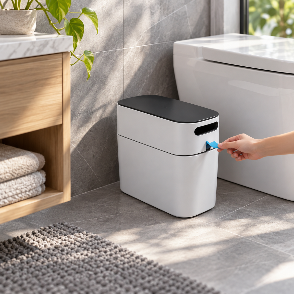 ECOCO Narrow Dustbin 8L – Black