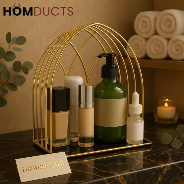 Golden Arch Luxe Vanity Organizer – Skincare & Makeup Display Rack