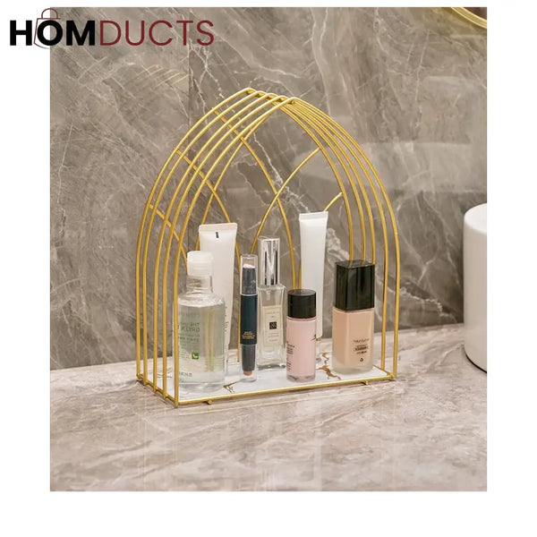 Golden Arch Luxe Vanity Organizer – Skincare & Makeup Display Rack