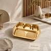 Golden stainless steel divided serving tray 23 by 16cm
