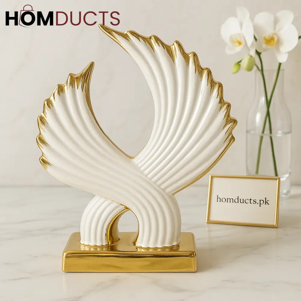 Golden Elegance Ceramic Sculpture – Luxury Home Décor Accent