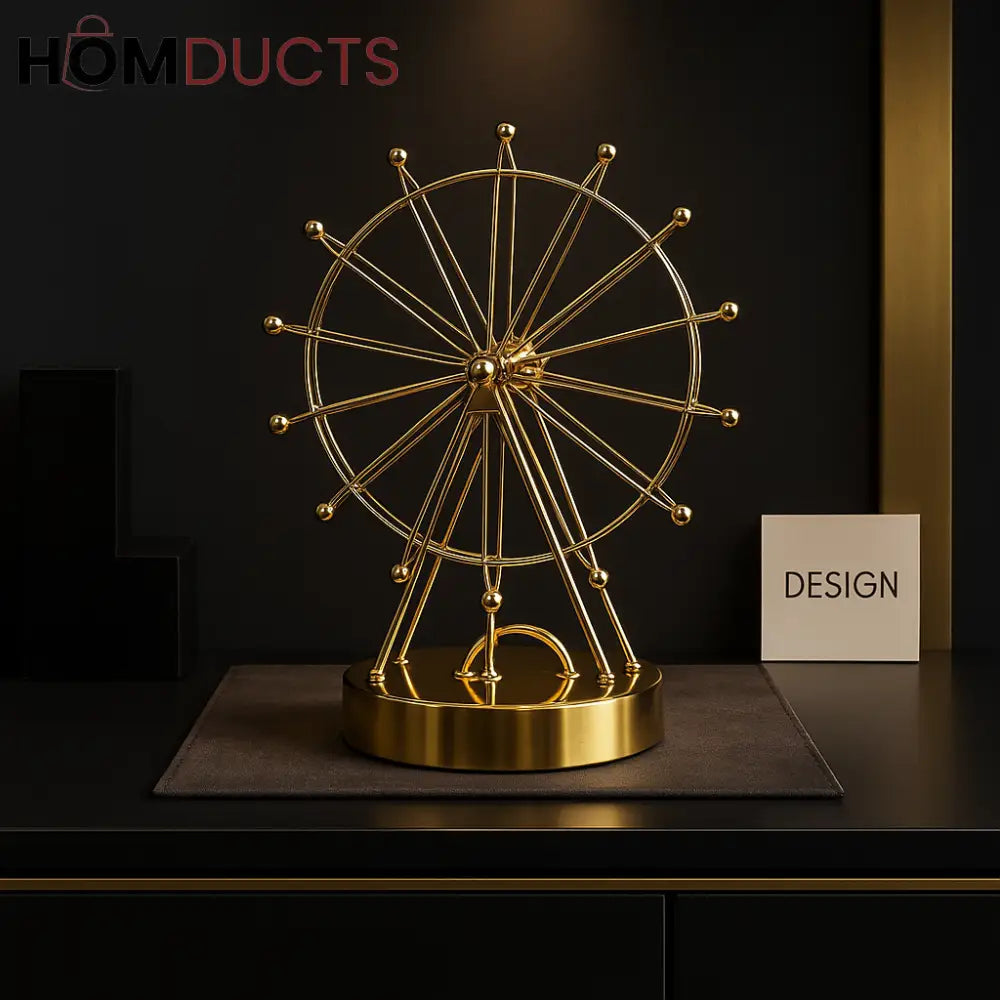 Golden Ferris Wheel Decor – Luxury Modern Table Sculpture