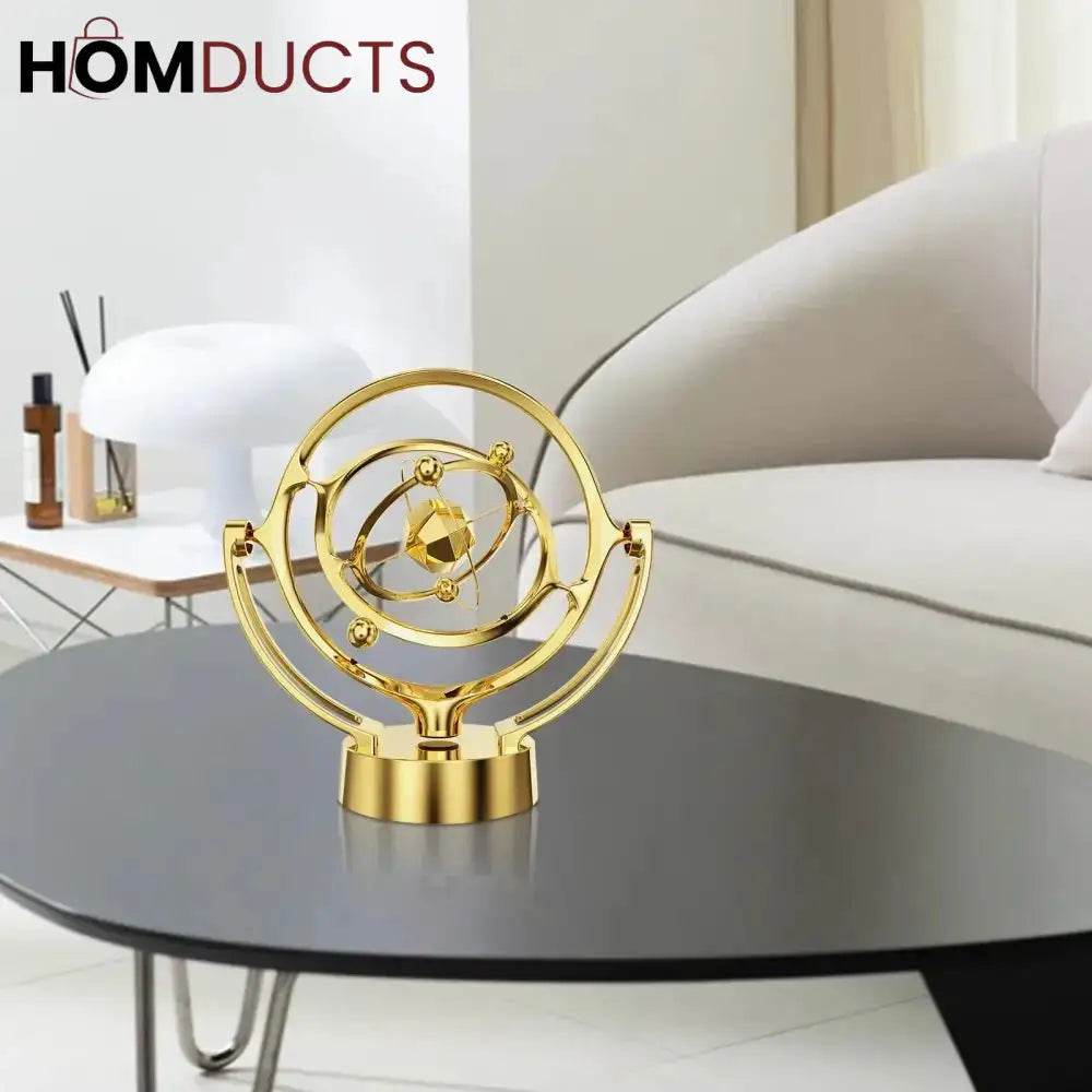 Golden Kinetic Sculpture Orb - Luxury Perpetual Motion Desk Decor
