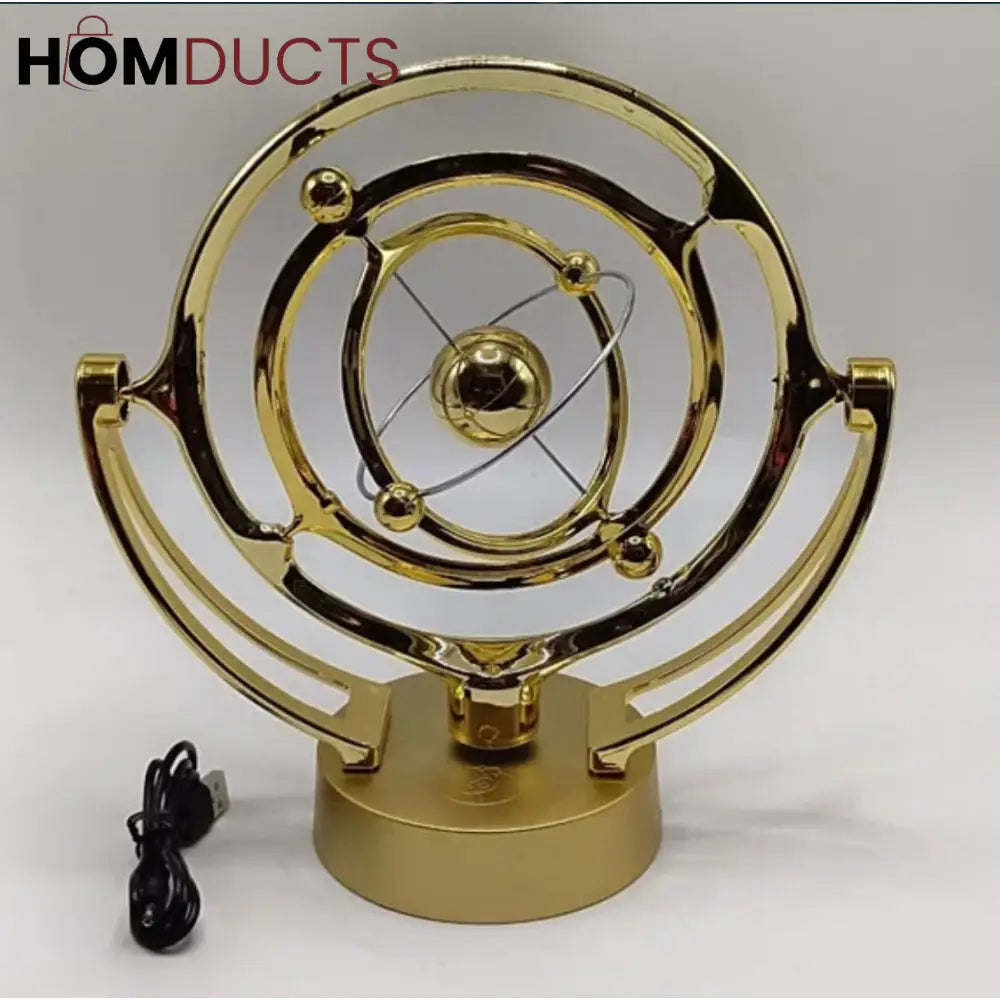 Golden Kinetic Sculpture Orb - Luxury Perpetual Motion Desk Decor