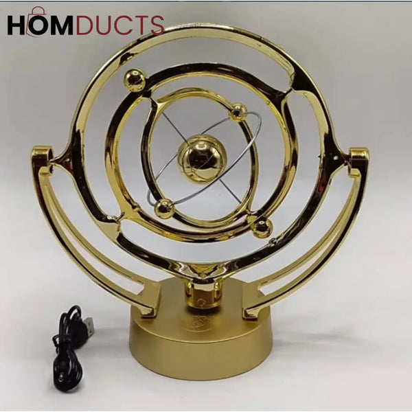 Golden Kinetic Sculpture Orb - Luxury Perpetual Motion Desk Decor