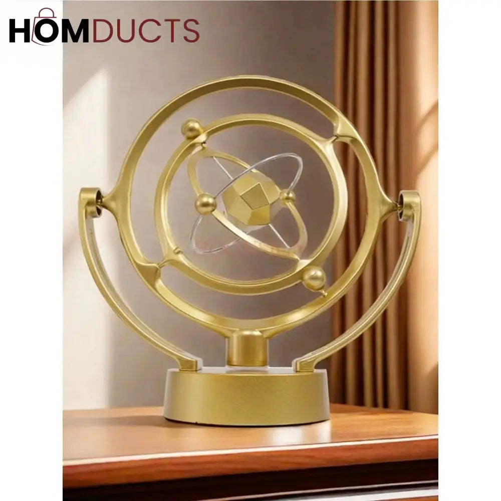 Golden Kinetic Sculpture Orb - Luxury Perpetual Motion Desk Decor