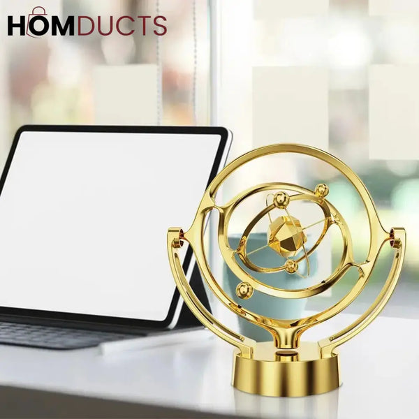 Golden Kinetic Sculpture Orb - Luxury Perpetual Motion Desk Decor