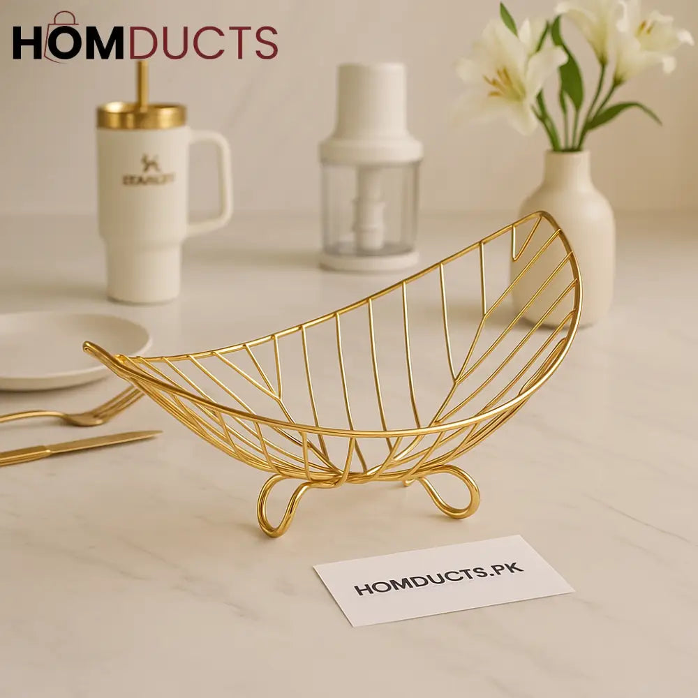 Golden Luxe Wire Fruit Basket – Premium Decorative Bowl for Kitchen & Dining