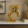 Golden Majesty Horse Head Sculpture – Luxury Tabletop Decor