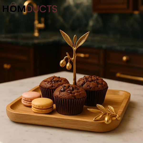 Golden Olive Tree Wooden Serving Tray