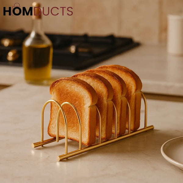Golden Toast Rack Holder – Elegant Bread Organizer for Breakfast Tables