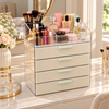 Four-drawer cosmetic organiser with top sections