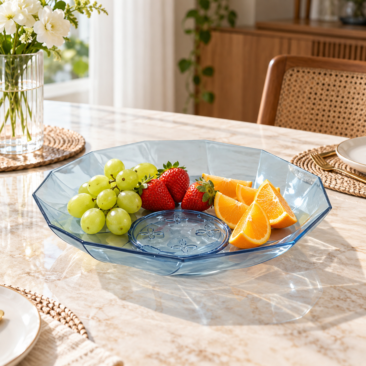 Translucent acrylic fruit serving plate