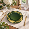 Luxury Green & Gold Decorative Charger Plate – Leaf Design Dinner Plate