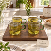 Green Handle Glass Tea Cups – Set of 4