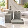 Grey Pitted Texture four-piece fibre bathroom accessory set – bathroom vanity setting