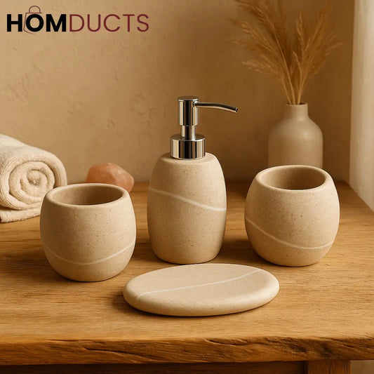 Grey Stone Serenity – 4-Piece Luxury Bathroom Set