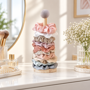 Vertical hair accessory and scrunchie display stand