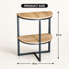 Side table size: 18 inches wide and 23 inches high