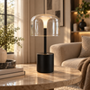 Halo glass LED table lamp with three light modes