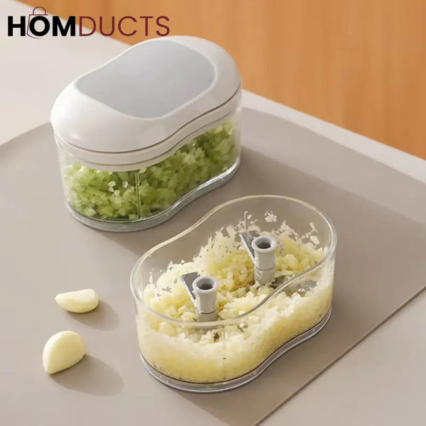 Hand Pushed Vegetable Chopper With 2 Stainless Steel Blades