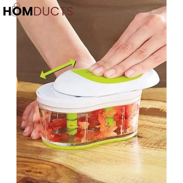 Hand Pushed Vegetable Chopper With 2 Stainless Steel Blades