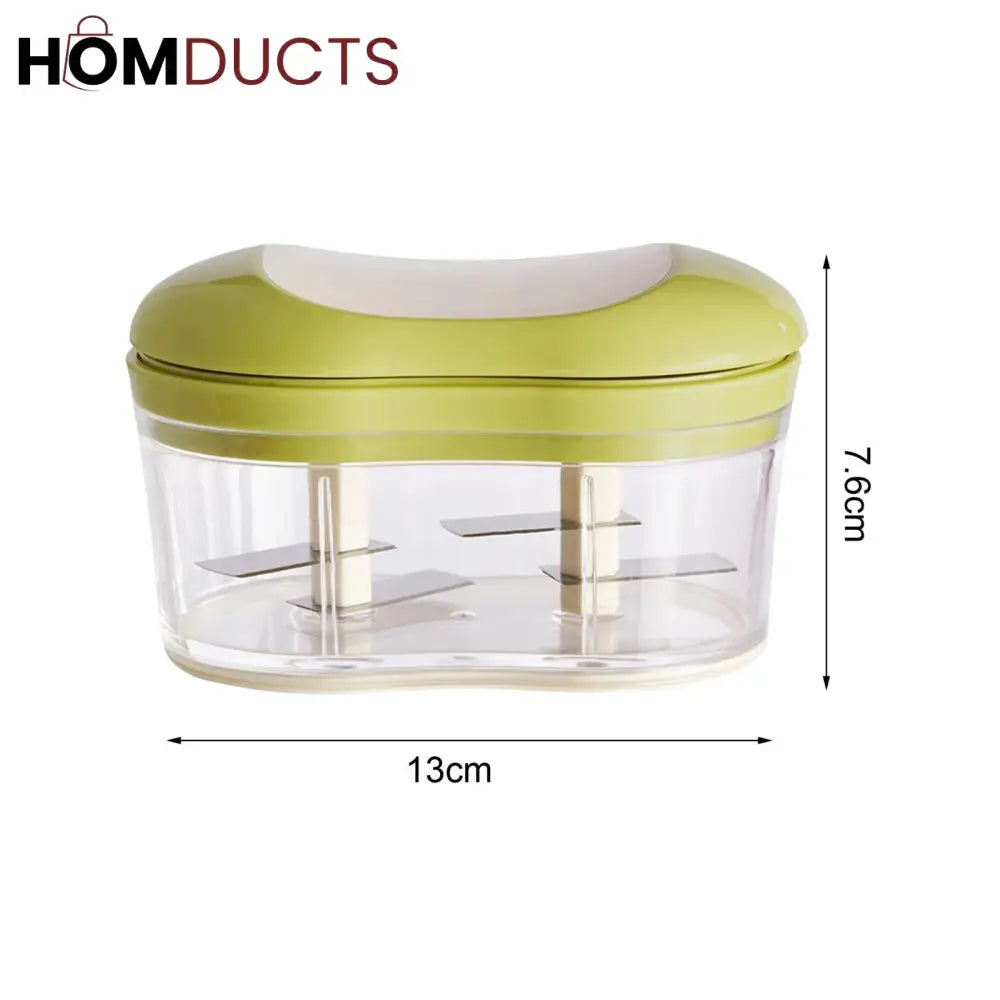 Hand Pushed Vegetable Chopper With 2 Stainless Steel Blades