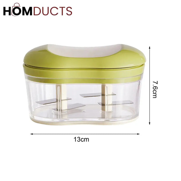 Hand Pushed Vegetable Chopper With 2 Stainless Steel Blades