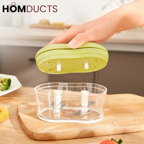 Hand Pushed Vegetable Chopper With 2 Stainless Steel Blades