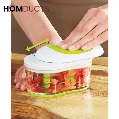 Hand Pushed Vegetable Chopper With 2 Stainless Steel Blades