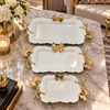 Botanical Butterfly Serving Tray Set – White & Gold, 3 Piece