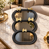 Butterfly Oval Serving Tray Set – Black & Gold, 3 Piece