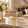 Gold circular crystal floral tabletop ornament