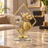 Diamond Frame Vase & Crystal Tabletop Ornament – Gold