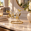 Gold bird and crystal floral tabletop ornament