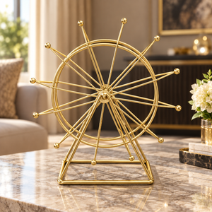Modern Ferris Wheel Tabletop Sculpture – Gold