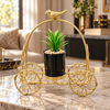 Bird Carriage Decorative Planter – Gold & Black