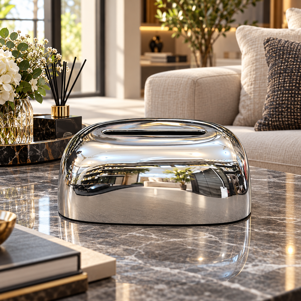 Harmain G2-5 chrome silver domed tissue box