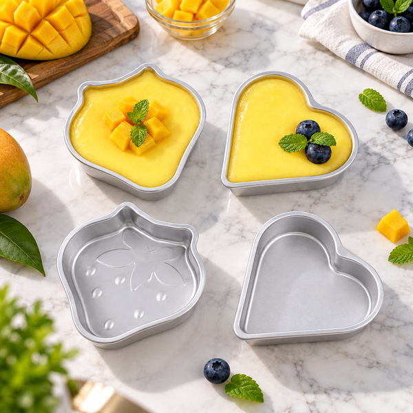 2-Piece Aluminum Dessert Mould Set – Heart & Apple