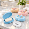 Printed oval soap dishes with lids and drainage trays