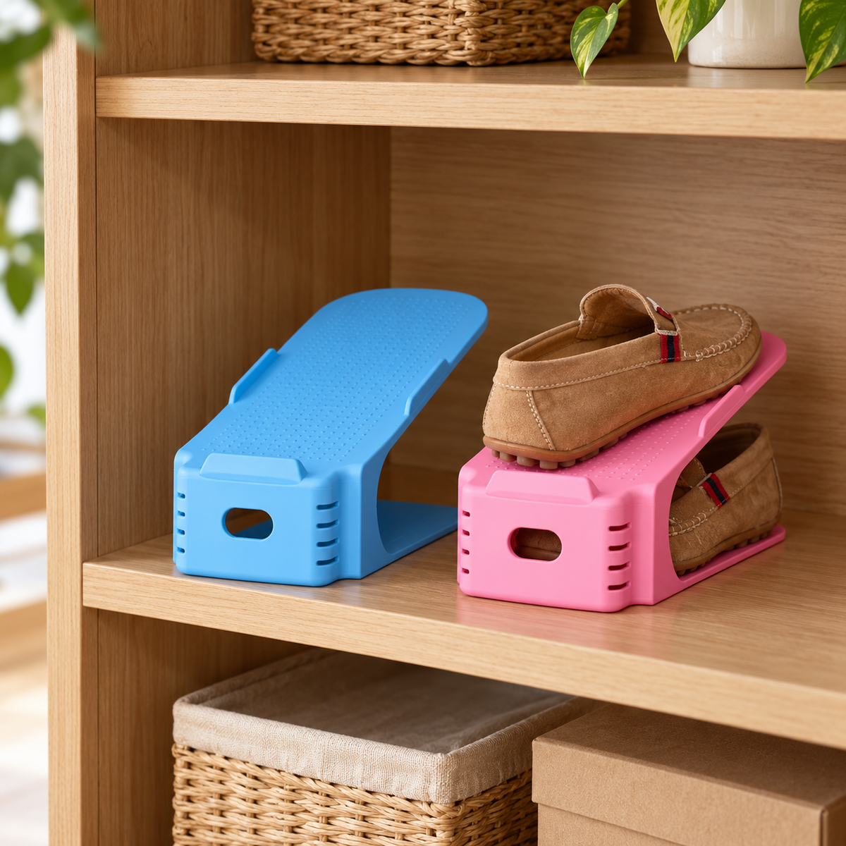 2-Piece Space Saving Shoe Organizer Set