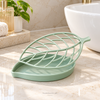 Leaf-shaped draining soap dish with removable tray