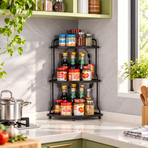2 & 3 Tier Metal Kitchen Corner Storage Rack