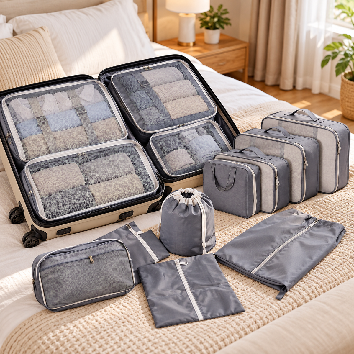 Multi-Piece Travel Packing Cube & Luggage Organizer Set